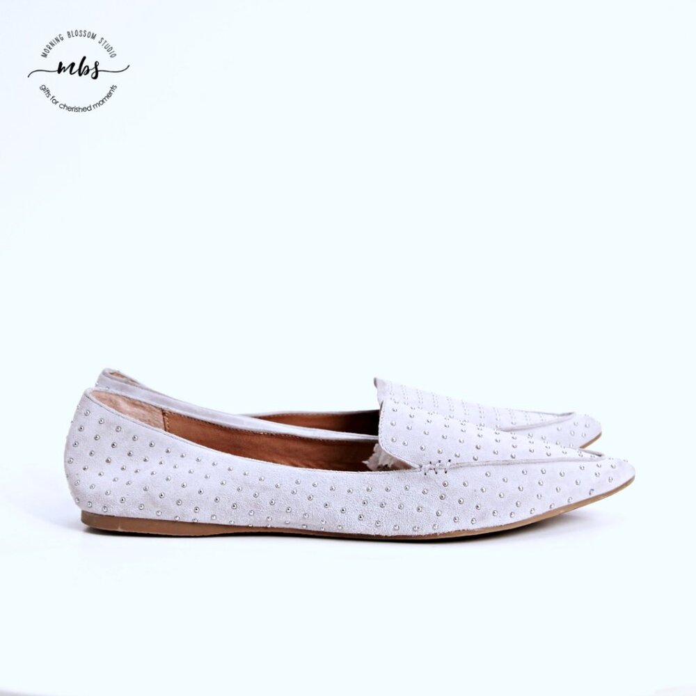 Steve Madden‎ Feather Studded Loafers Gray Silver Women 11
